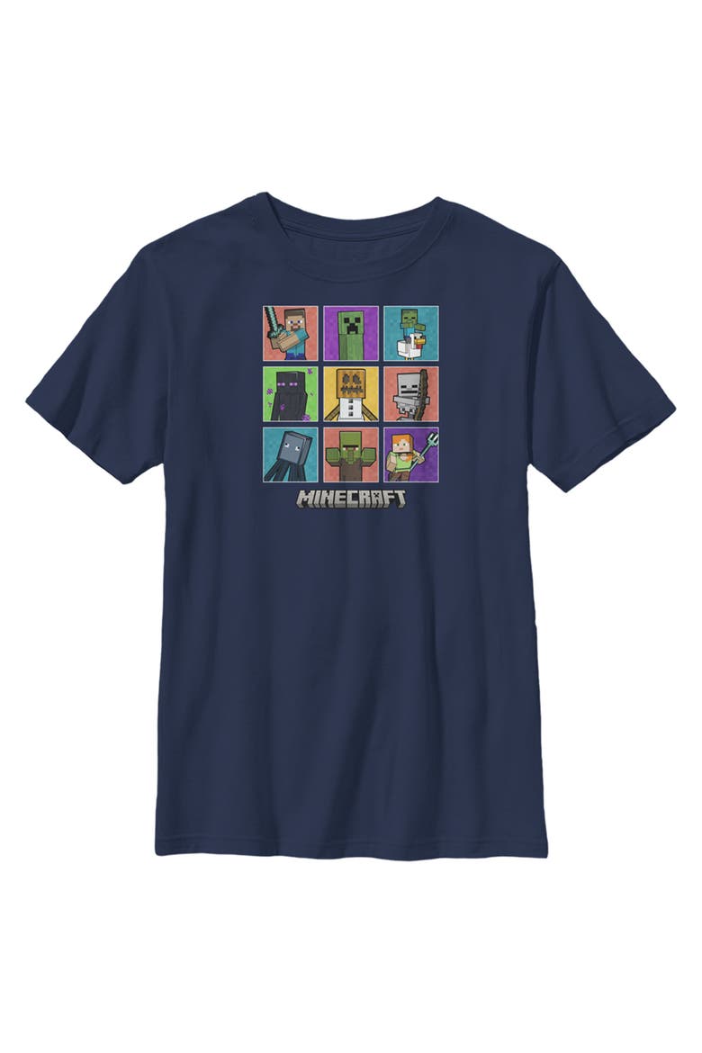 Boy's Minecraft Character Boxes  Graphic T-Shirt, Main, color, Navy Blue