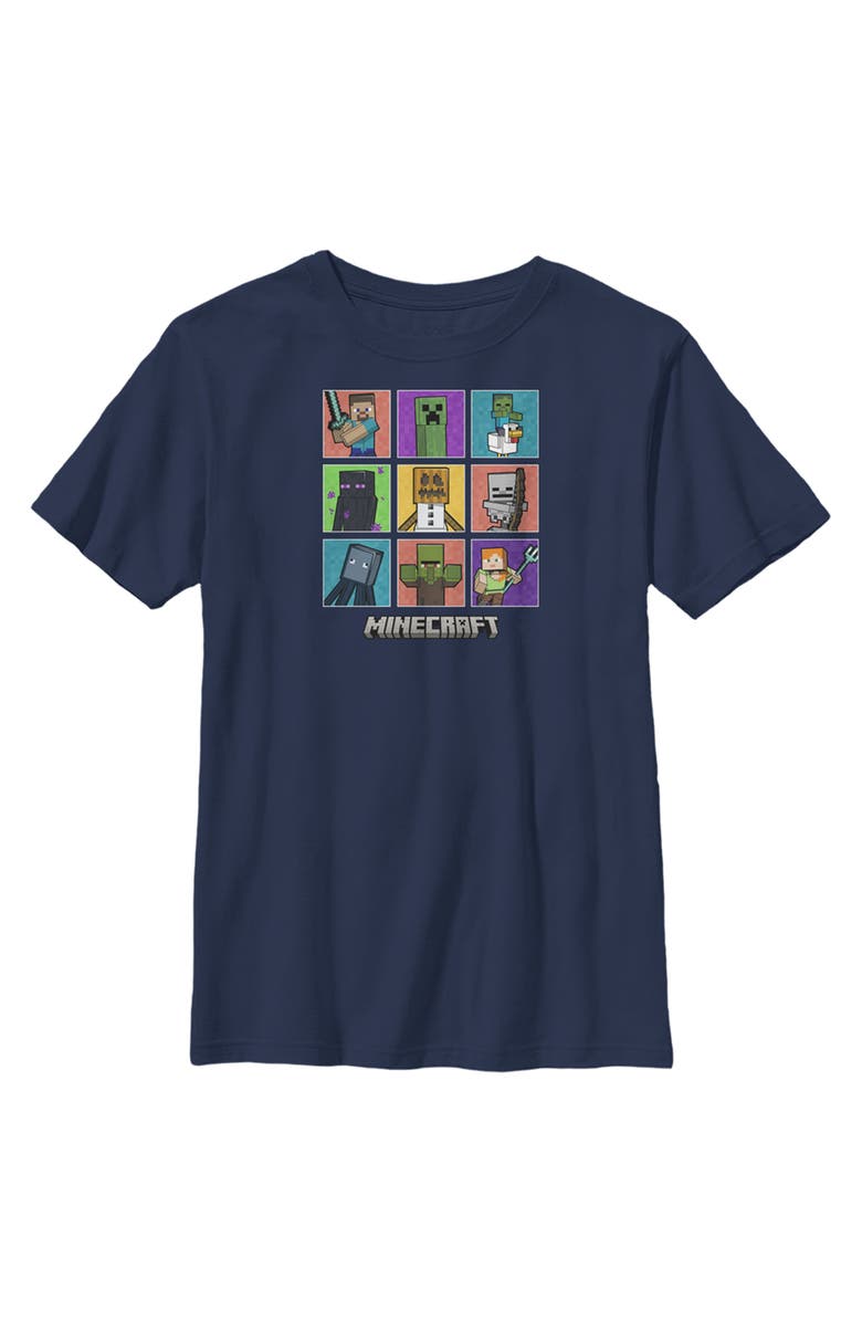 MINECRAFT Boy's Minecraft Character Boxes Graphic T-Shirt, Alternate, color, Navy Blue
