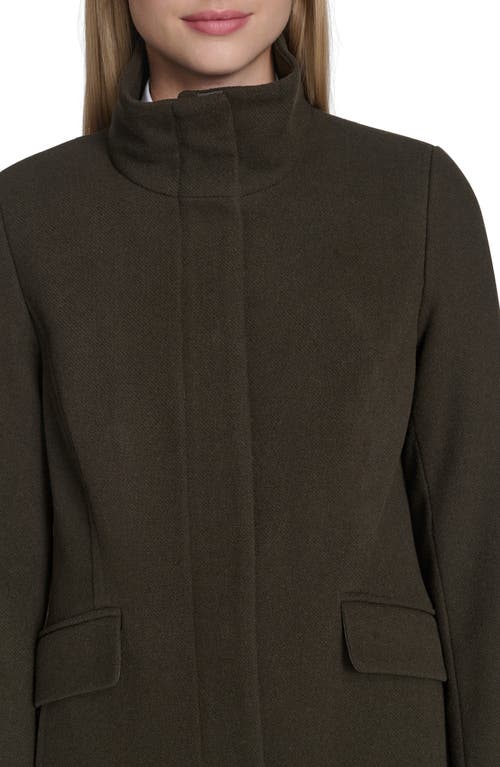 Cole Haan Longline Wool Blend Coat In Green
