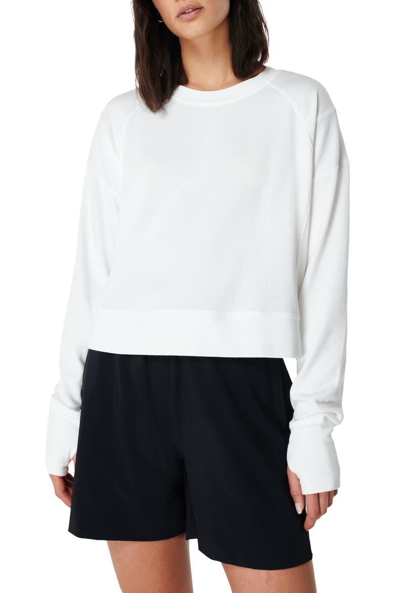After Class Cotton Blend Crop Sweatshirt, Main, color, LILY WHITE