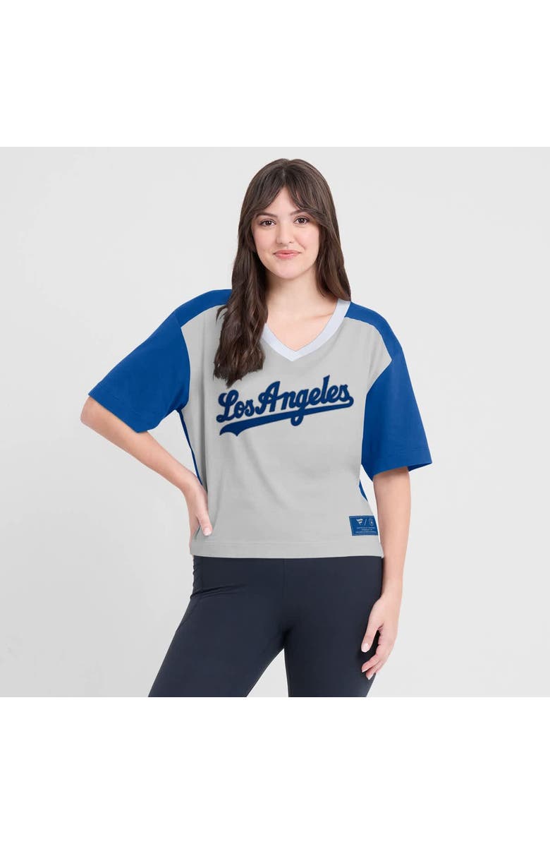 FANATICS Women's Fanatics Royal/Graphite Los Angeles Dodgers Oversized Race To Win V-Neck T-Shirt, Alternate, color, Royal