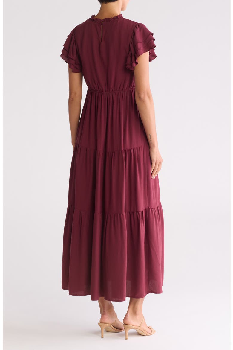 Fatima Ruffled Tiered Maxi Dress, Alternate, color, ZINFANDEL