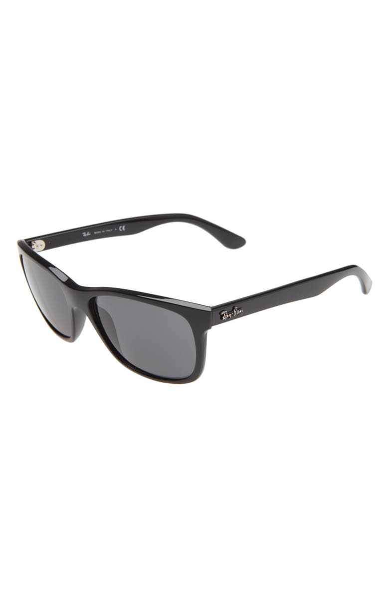 Ray-Ban 57mm Square Sunglasses, Alternate, color, Shiny Black/ Dark Grey