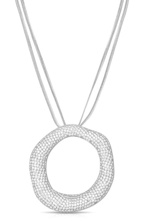 Ettika Pavé Cubic Zirconia Open Circle Pendant Necklace In Silver