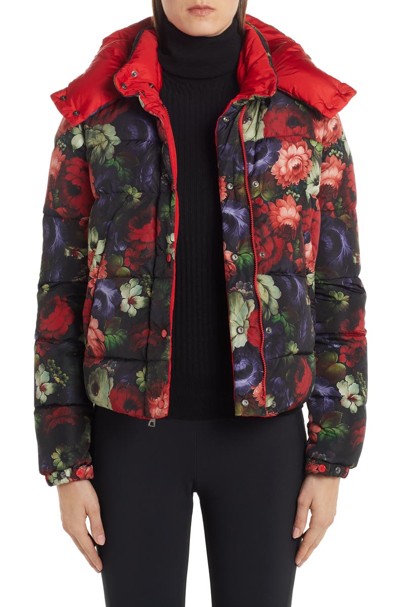 Moncler Koura Reversible Floral Print Down Jacket, Main, color, 