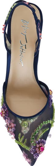 【Betsey Johnson】Velma Betsey Johnson Velma Jeweled Mesh Slingback Pumps - Macy's