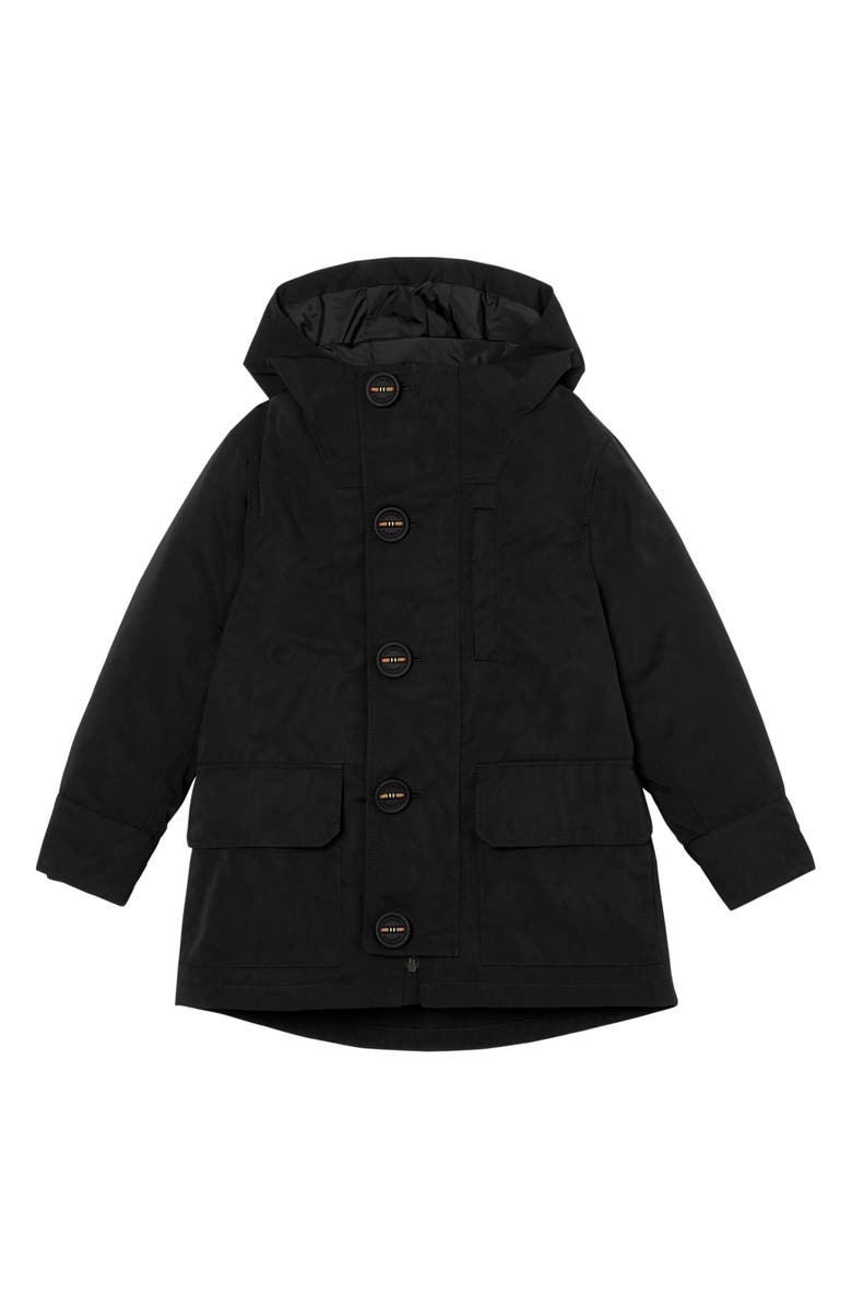 Burberry Rowan Hooded Coat with Detachable Icon Stripe Down Puffer Liner, Alternate, color,