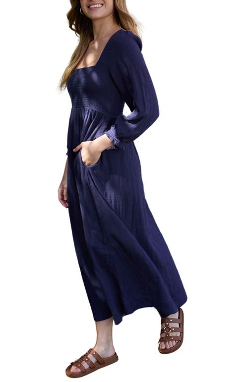 Lily And Lionel Pippa Shirred Bodice Maxi Dress In Blue