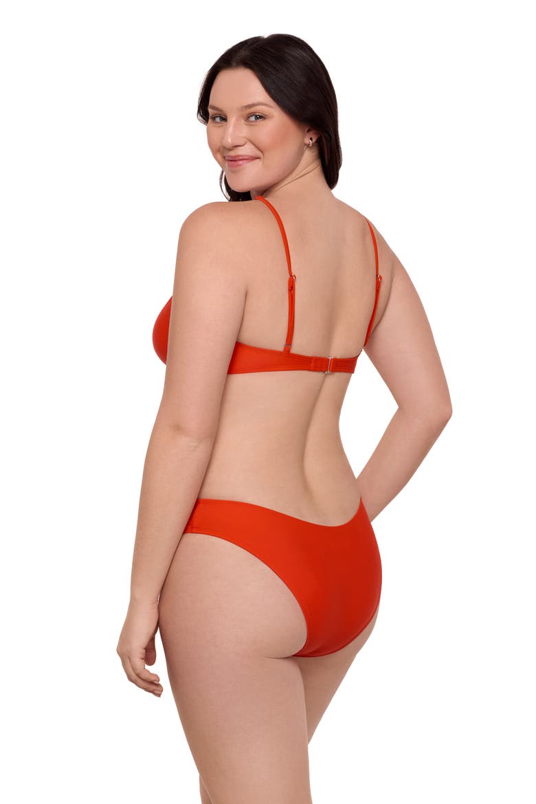 Criss Cross Assymetrical Bralette Bikini Set, Alternate, color, Vermillion