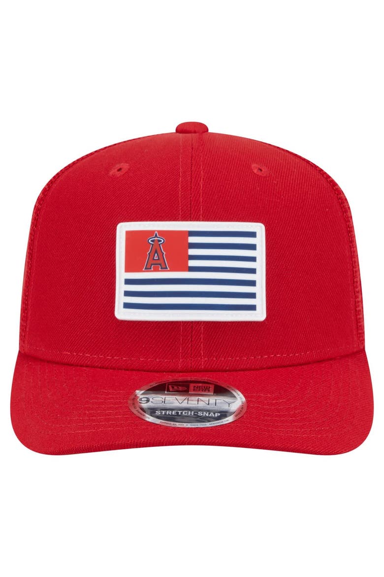 Men's New Era Red Los Angeles Angels Flag 9SEVENTY COOLERA Stretch-Snap Hat, Alternate, color, Red