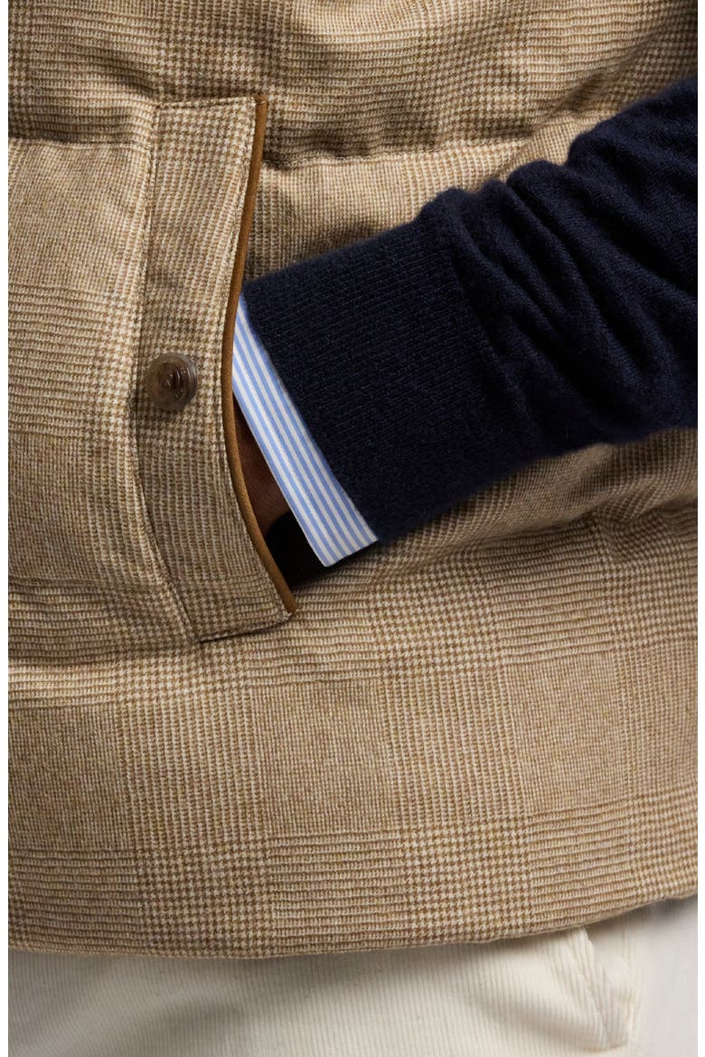 Whitwell Glen Plaid Wool, Silk & Cashmere 750-Fill-Power Down Puffer Vest, Alternate, color, LIGHT BROWN