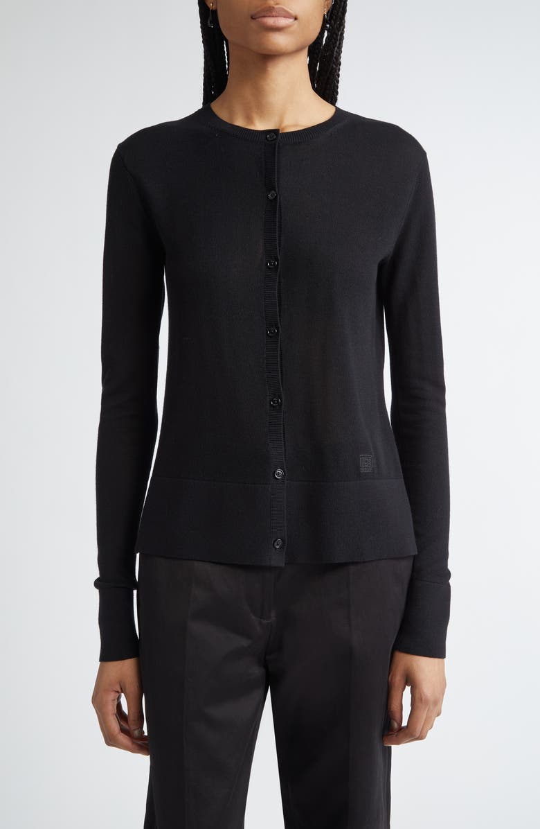 TOTEME Fine Knit Cardigan, Main, color, Black