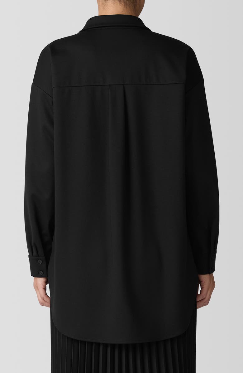 Classic Collar Ponte Button-Up Shirt