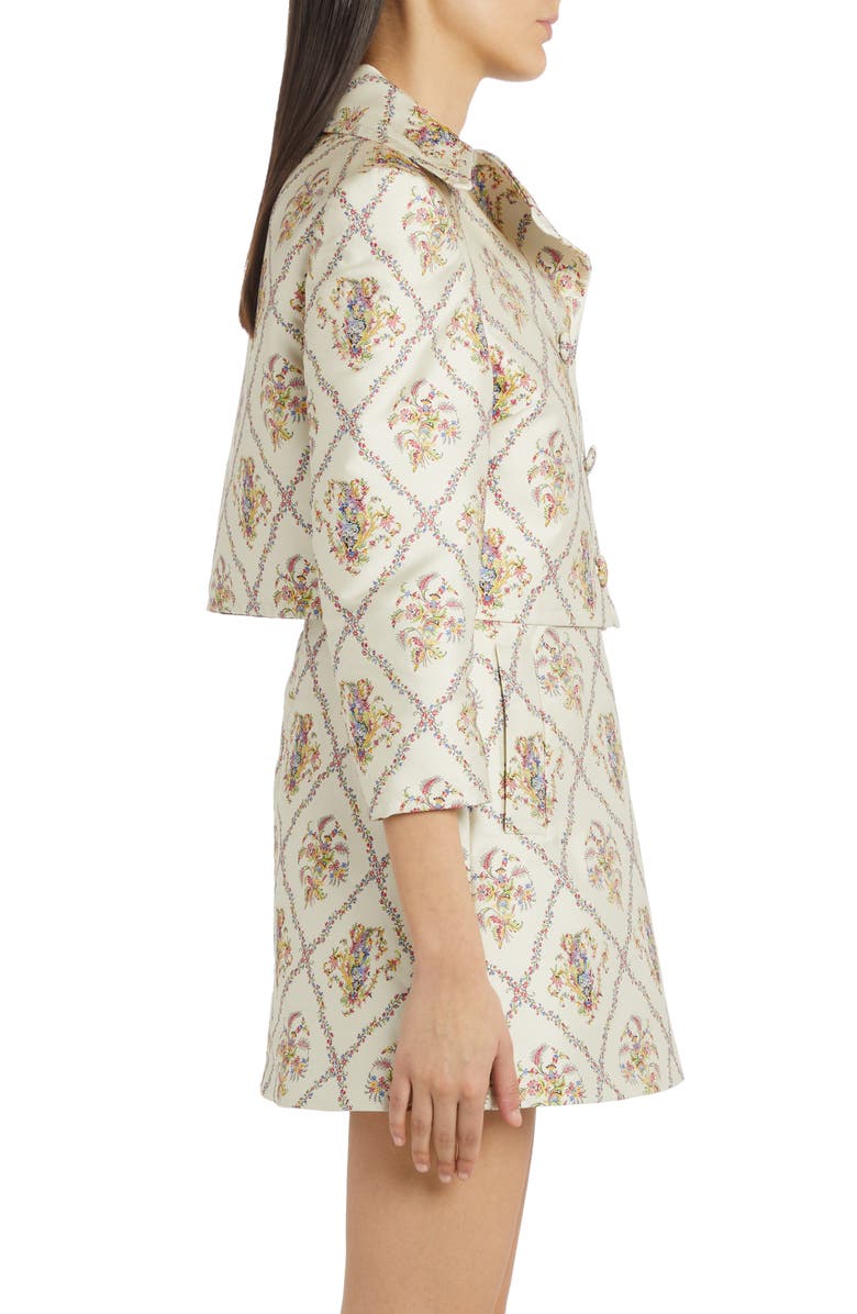 Etro Lattice Floral Jacquard Crop Jacket, Alternate, color,