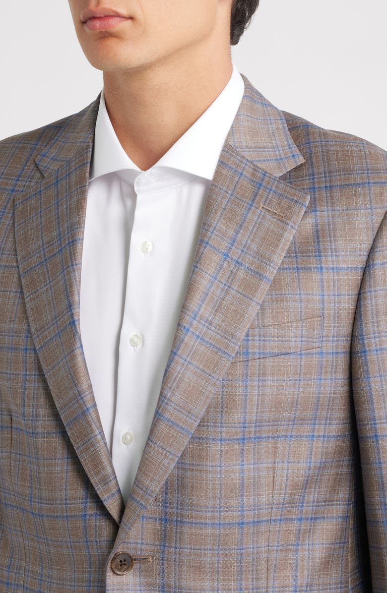 Peter Millar Hartford Classic Fit Plaid Wool Sport Coat, Alternate, color, Tan