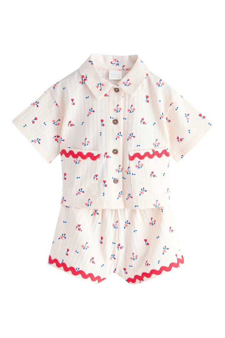 Kids' Floral Button-Up Shirt & Shorts Set, Main, color, NEUTRAL