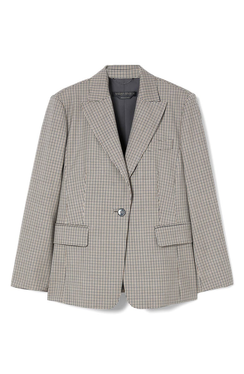 Marina Rinaldi Caliga Plaid Wool Blazer, Alternate, color, Camel