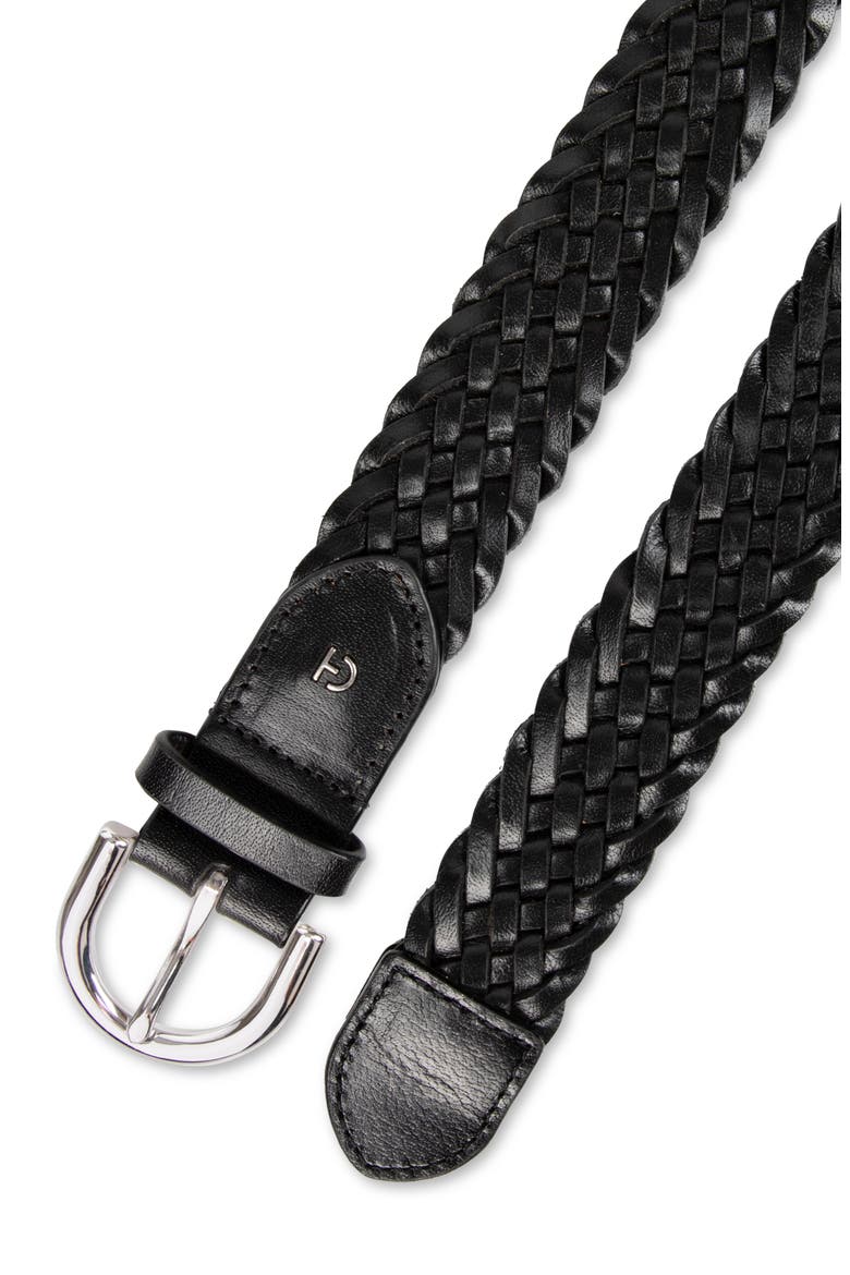 Braided Leather Belt, Alternate, color, BLACK