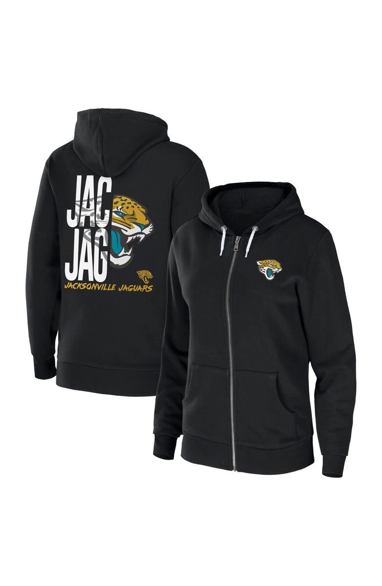WEAR by Erin Andrews Women's WEAR by Erin Andrews Black Jacksonville Jaguars Sponge Fleece Full-Zip Hoodie, Main, color, 