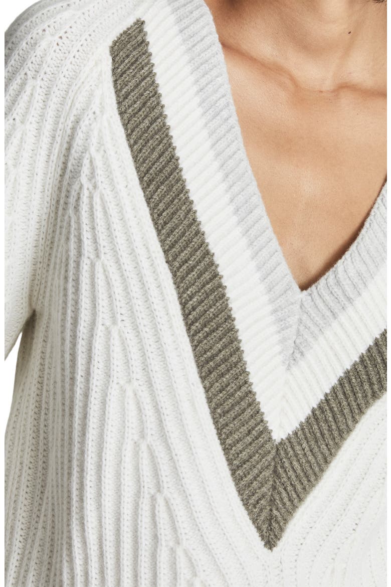 Miley V-Neck Wool & Cotton Blend Sweater, Alternate, color, CREAM