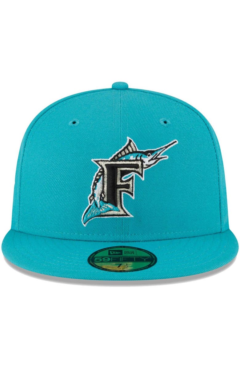 New Era Men's New Era Teal Florida Marlins Cooperstown Collection Turn Back The Clock 59FIFTY Fitted Hat, Alternate, color, Teal
