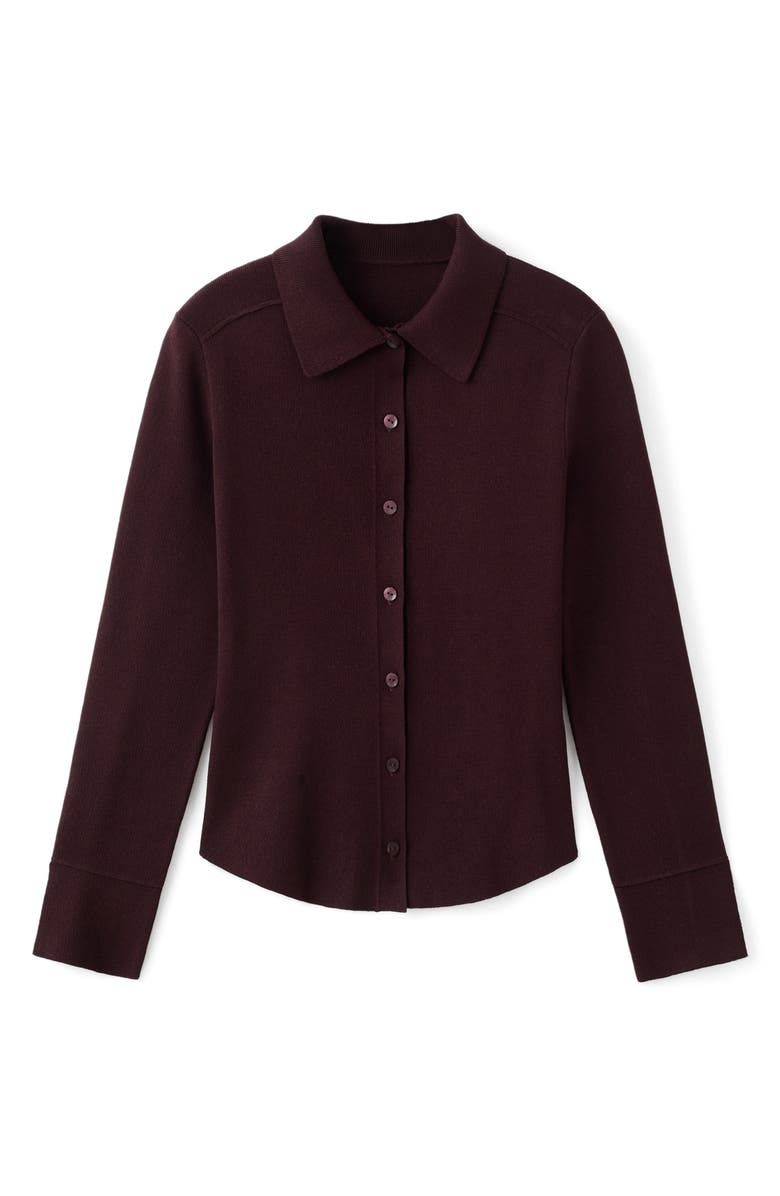 MANGO Collar Cardigan, Alternate, color, Wine