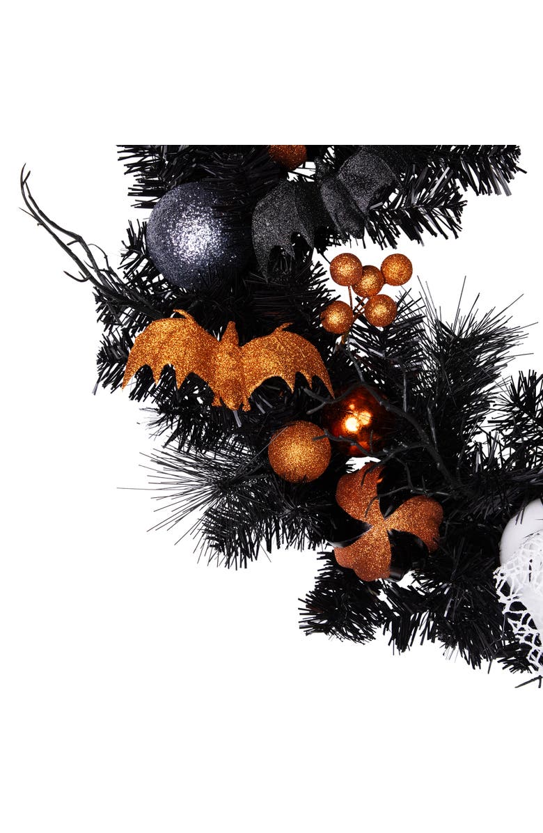 Northlight Ghost and Ornaments Artificial Halloween Wreath - 24" - Unlit, Alternate, color, 