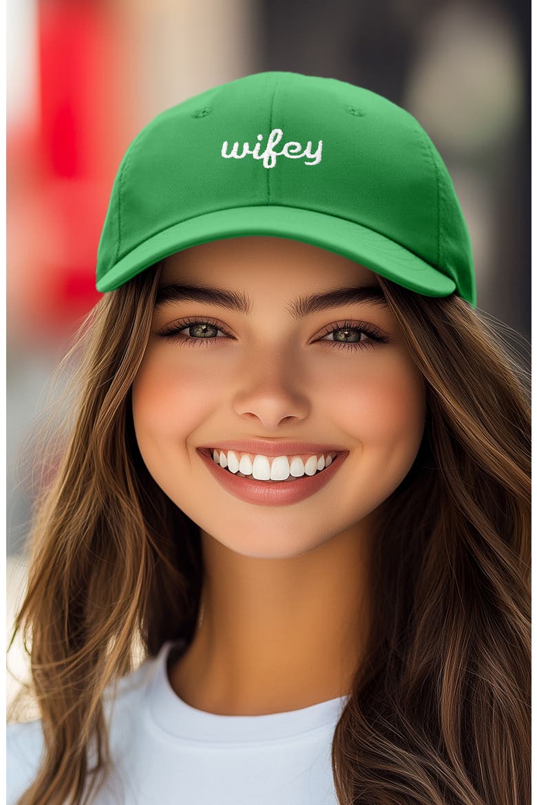 Wifey Embroidered Everyday Cap, Alternate, color, Kelly Green