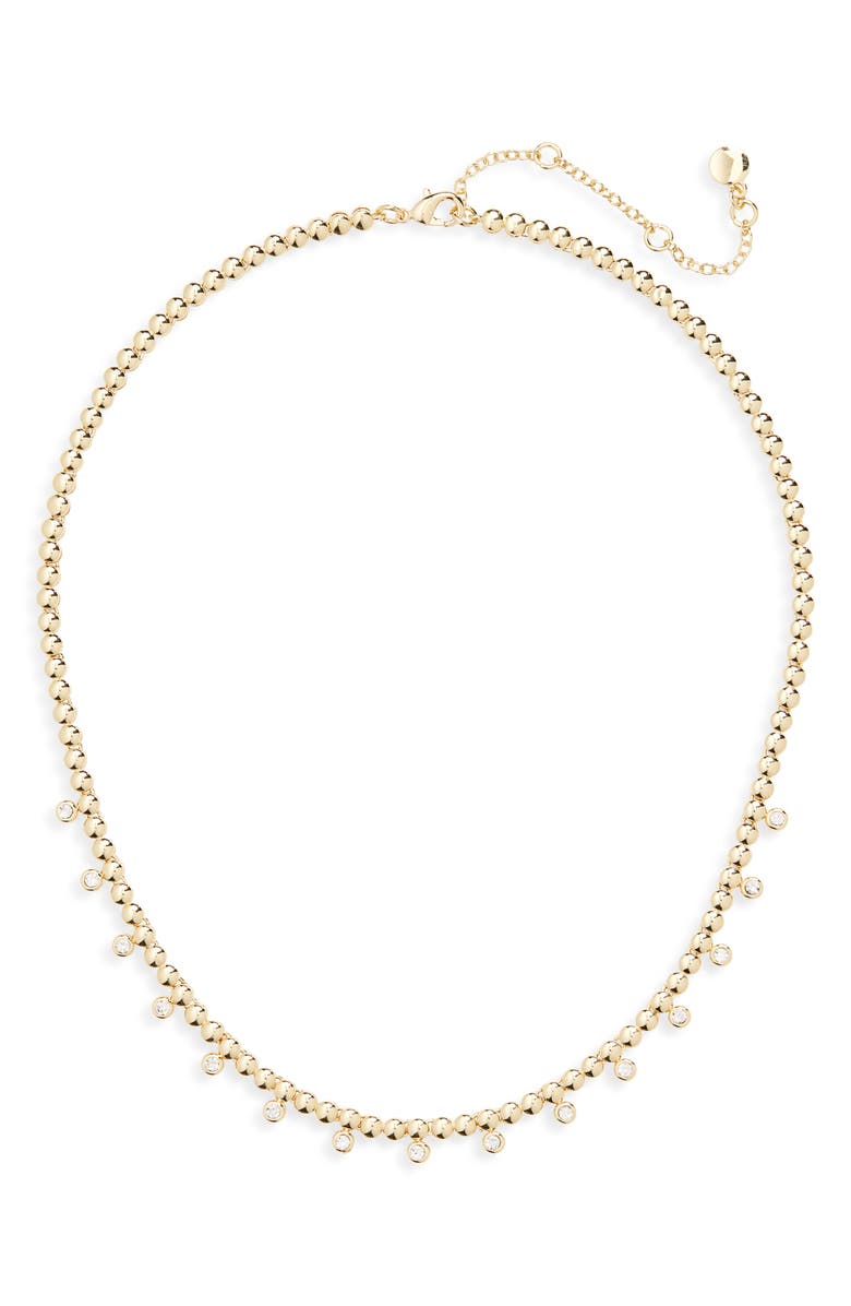 BaubleBar Spencer Necklace, Main, color, Clear Gold