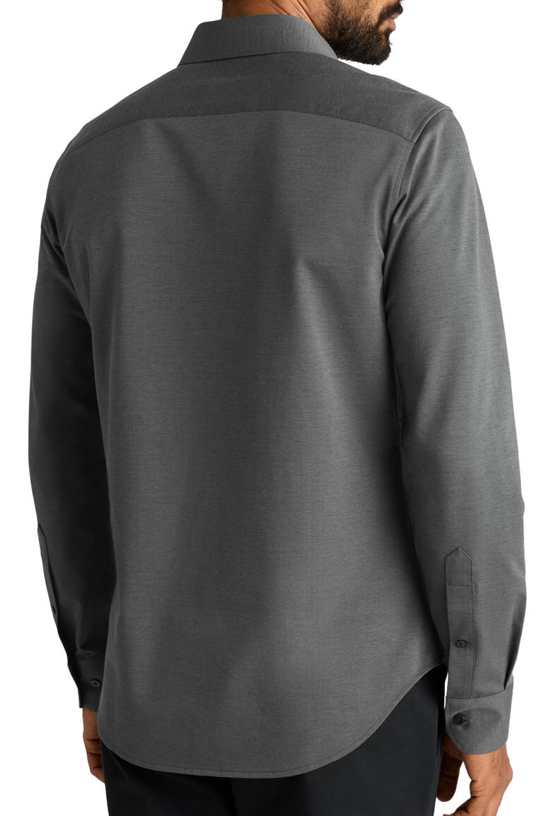 Wear to Work Slim Fit Cotton Blend Piqué Performance Button-Up Shirt, Alternate, color, CHARCOAL