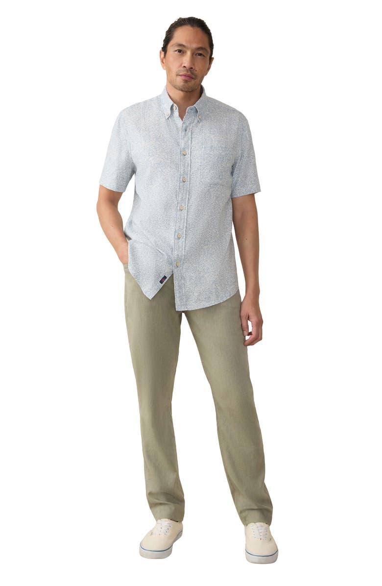Faherty Breeze Short Sleeve Button-Down Shirt, Alternate, color, Sky Blue Frond
