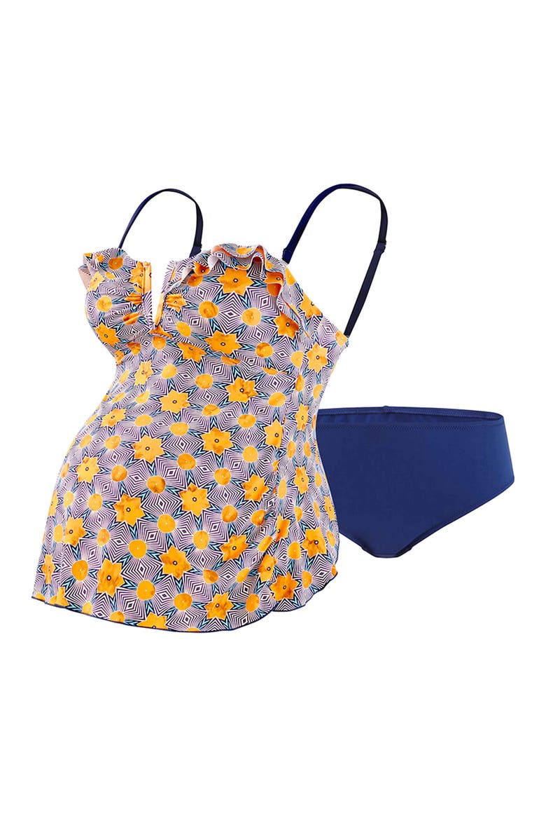 Wax Tankini Maternity Swimsuit, Alternate, color, MULTICOLOR