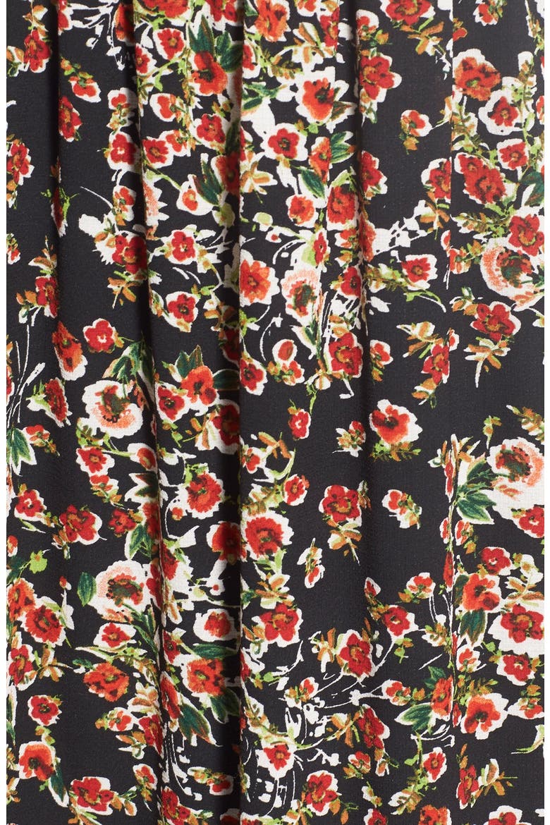 Floral Midi Dress, Alternate, color, BLACK/ FLORAL
