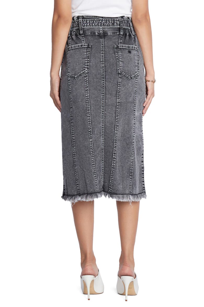 Tie Waist Raw Hem Denim Skirt, Alternate, color, STORM GREY