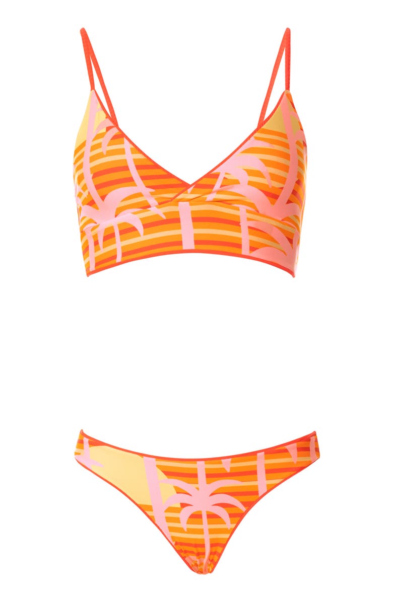 Maaji Sunset Punch Lace-Up Bikini Top, Alternate, color, Bright Red