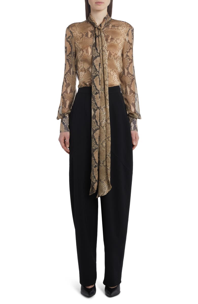 Stella McCartney Python Print Sheer Silk Blouse, Alternate, color, 