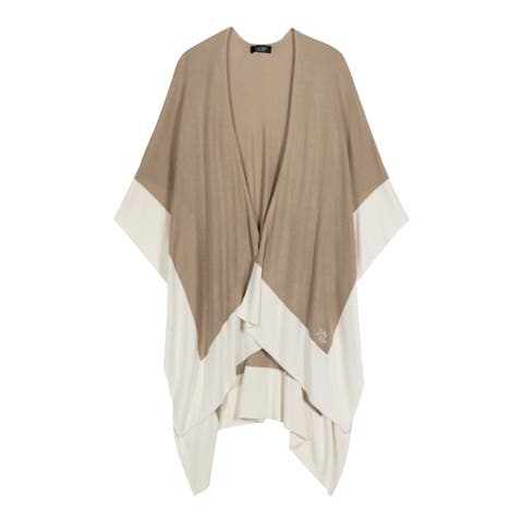 Tissue Weight Ruana With Border