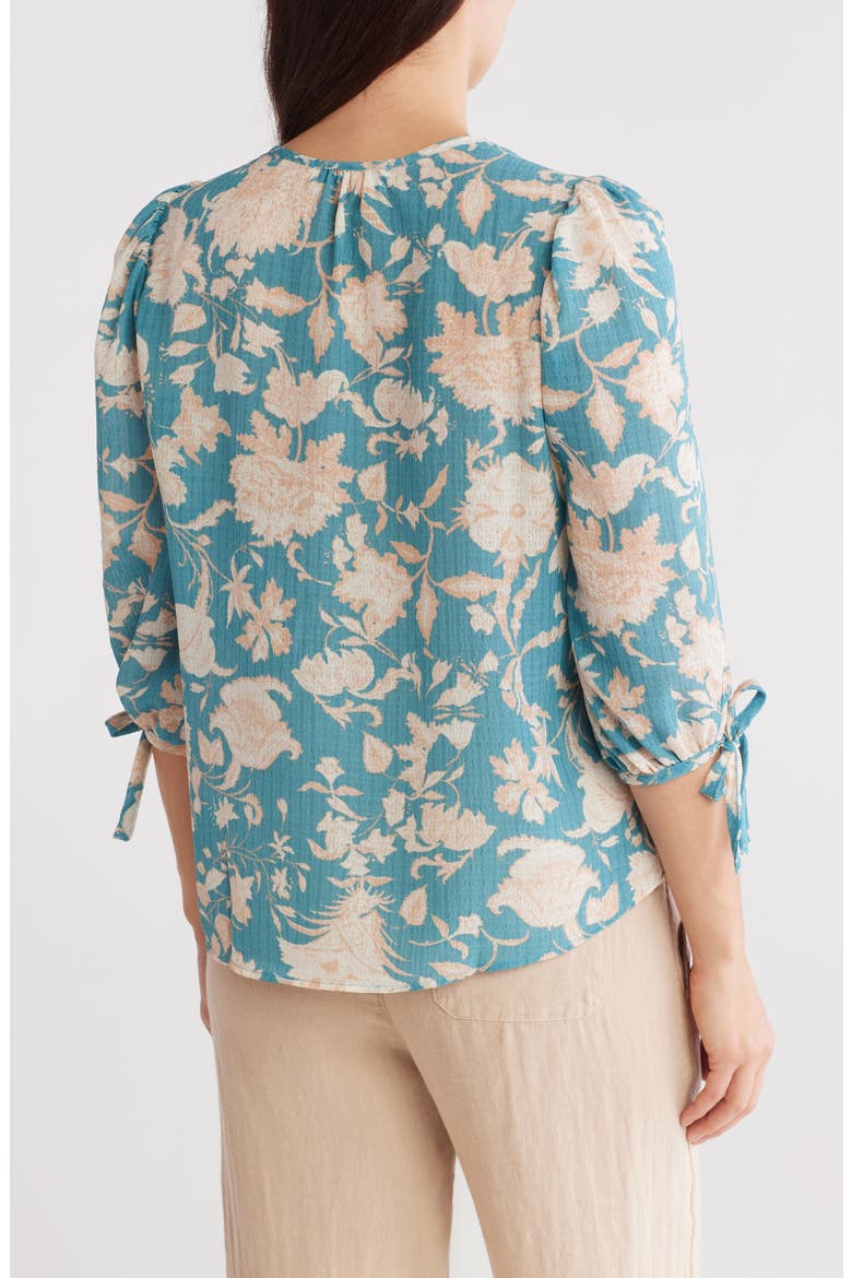 Floral Puff Sleeve Blouse, Alternate, color, BLUE