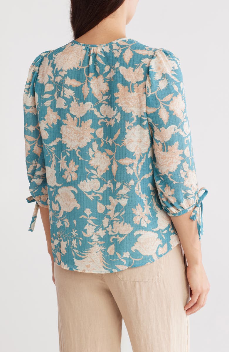 Renee C Floral Puff Sleeve Blouse, Alternate, color, Blue