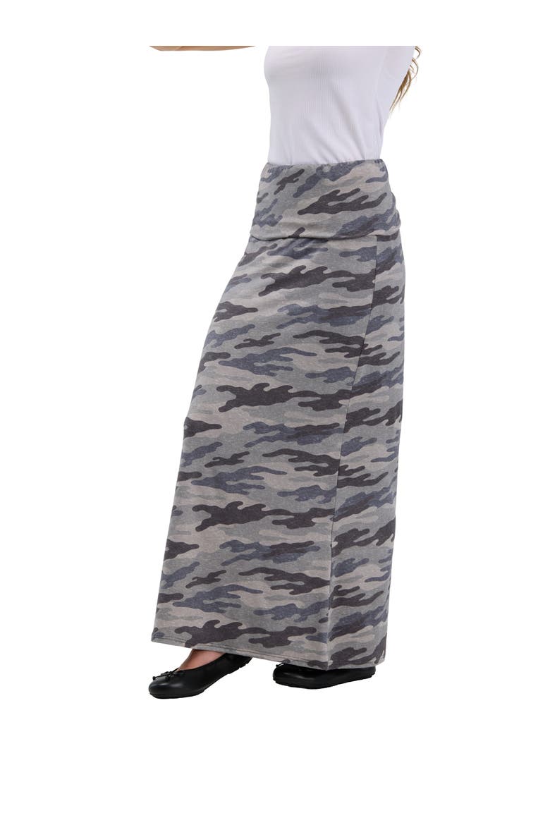 Essential Womens Soft Stretch Elastic Waist Maxi Skirt, Alternate, color, Grey Multi