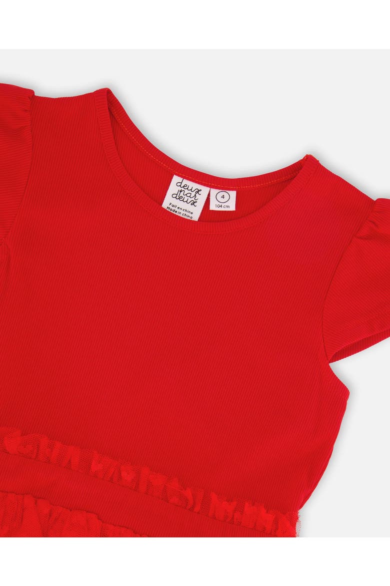 Short Sleeve Bi-Material Dress, Alternate, color, Red
