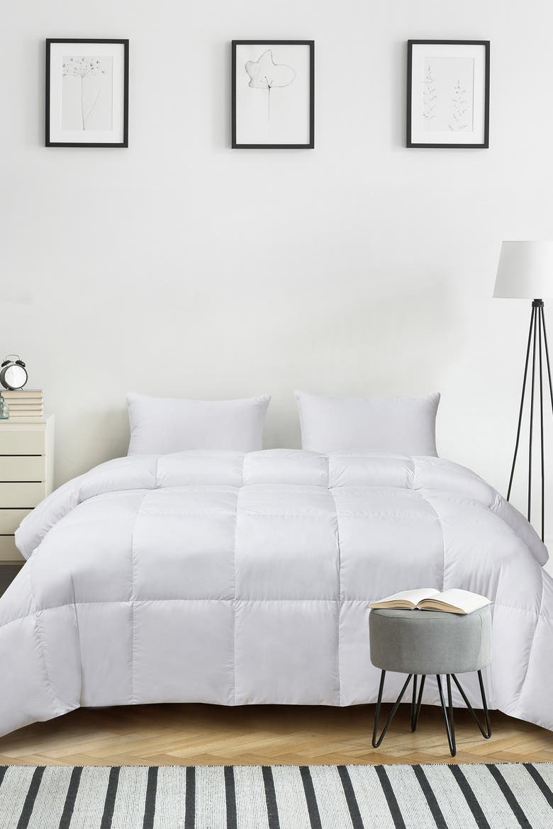 Kathy Ireland Ultra-Soft Nano-Touch Light Warmth White Down Fiber Comforter, Main, color, WHITE