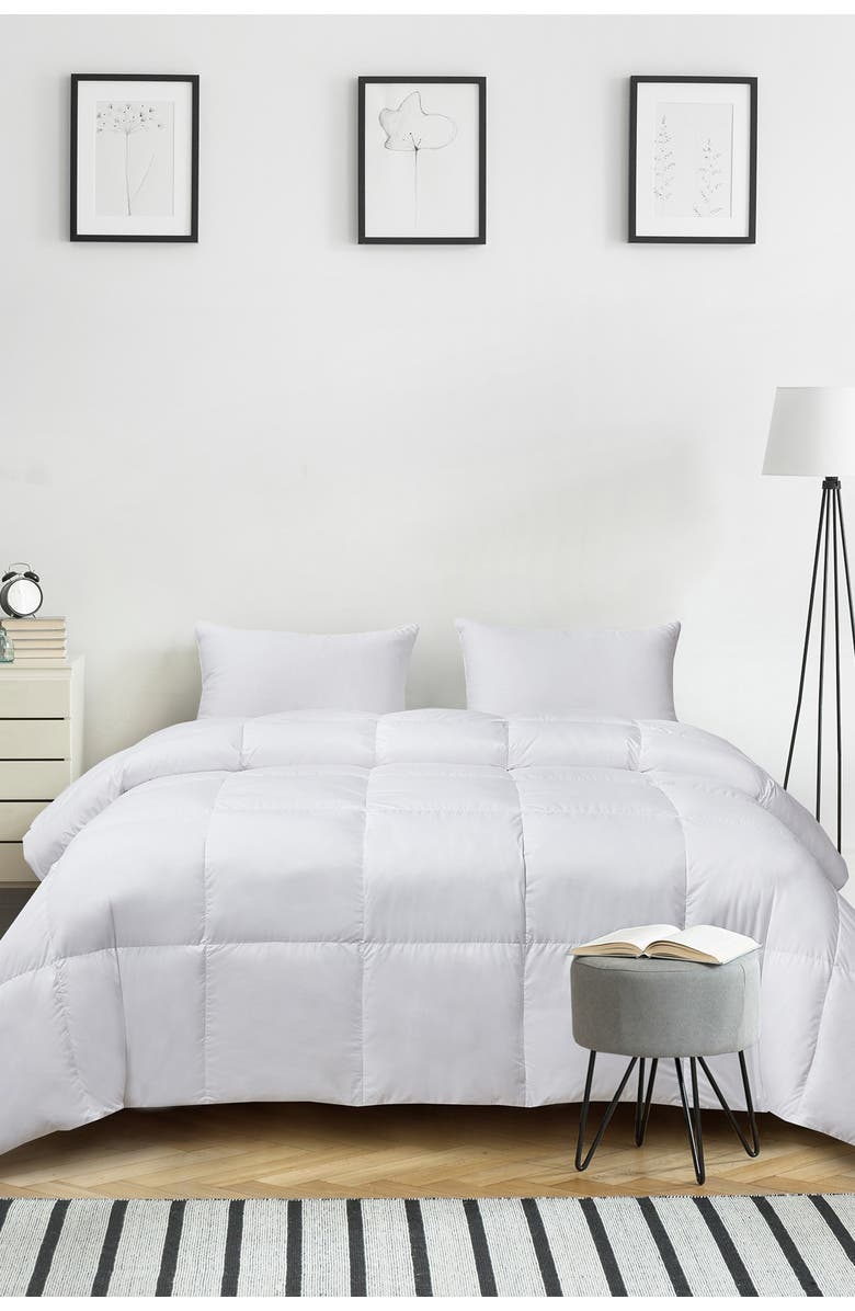 BLUE RIDGE HOME FASHIONS Kathy Ireland Ultra-Soft Nano-Touch Light Warmth White Down Fiber Comforter, Main, color, White