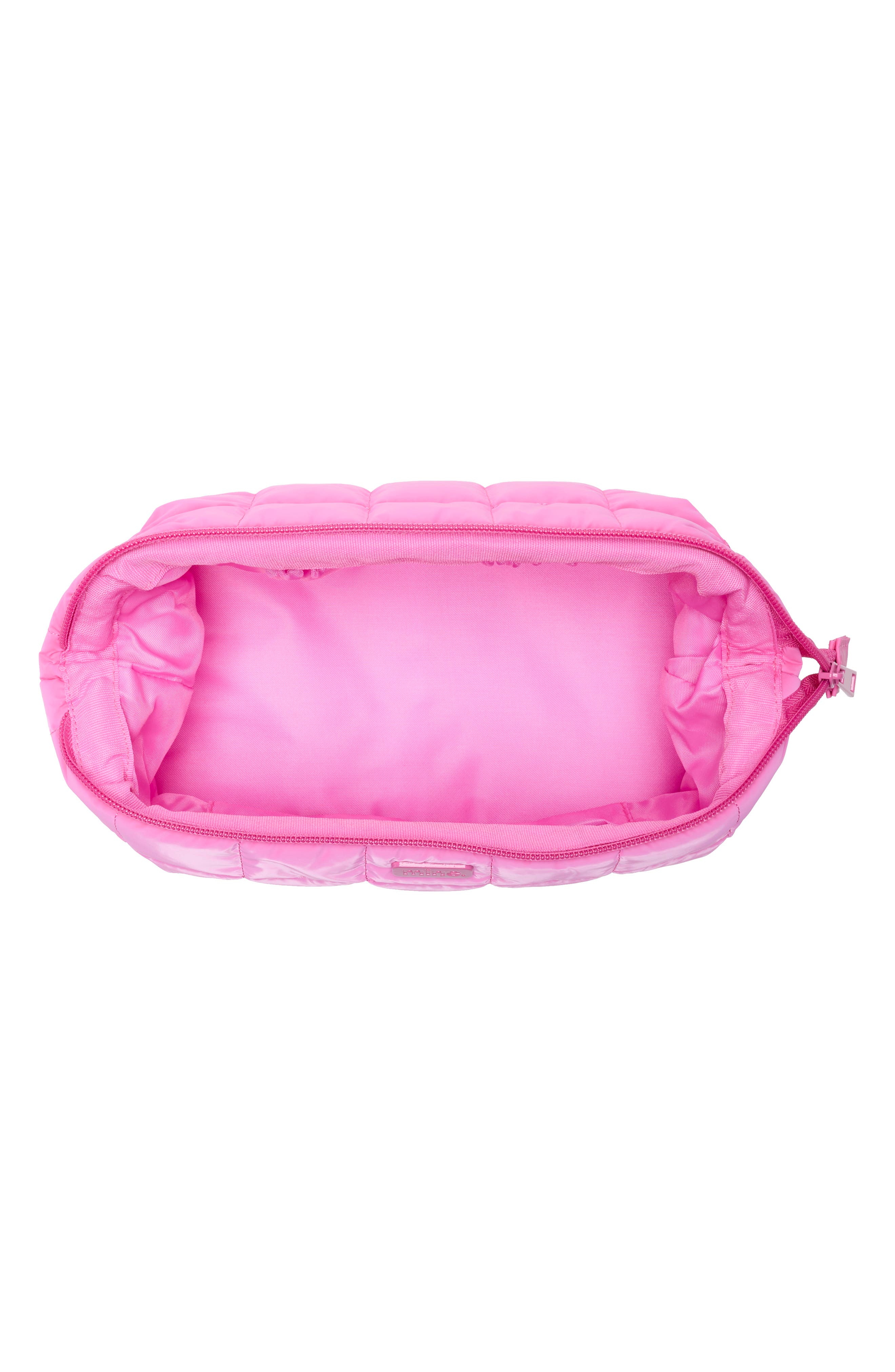 Quilted Beauty Case, Alternate, color, HOT PINK