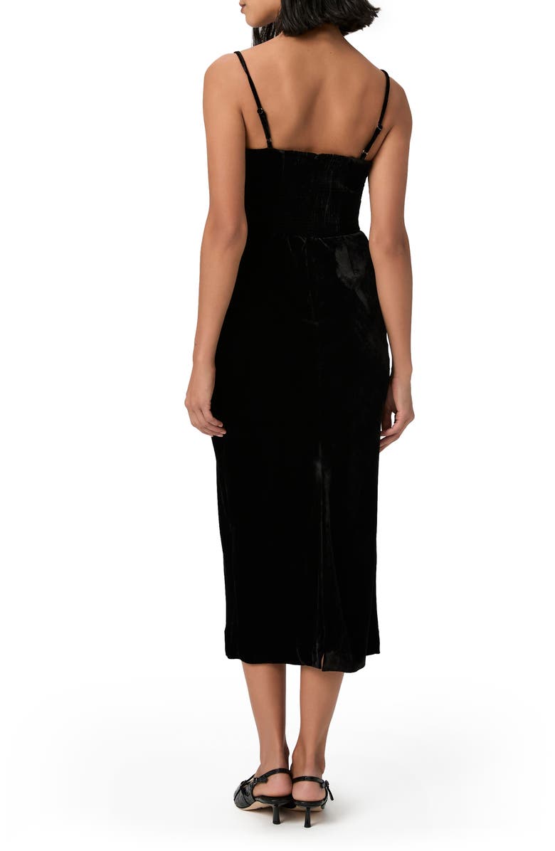 PAIGE Gais Rosette Velvet Midi Dress, Alternate, color, Black