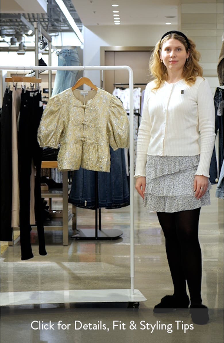 Metallic Jacquard Peplum Top, sales video thumbnail