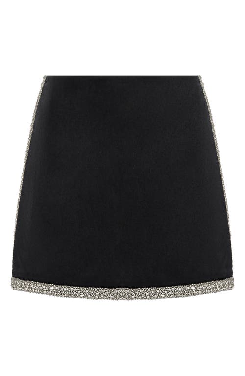 Alice And Olivia Rubi Contrast-trim Vegan Leather Mini Skirt In Black