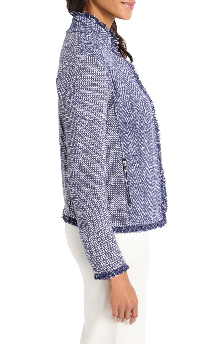 NIC+ZOE Fringe Mix Knit Jacket, Alternate, color, Indigo Mix