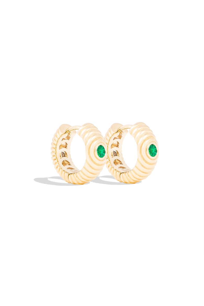 Revel Ribbed Huggie, Alternate, color, Tsavorite- Gold