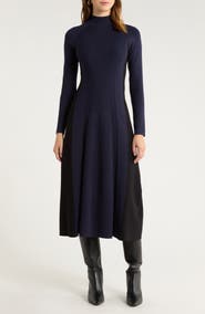 Reiss Zaya Mock Neck Long Sleeve Rib Dress